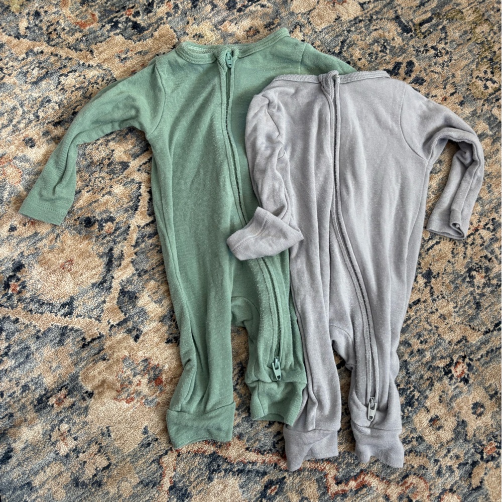 Green and Gray Baby Onesies